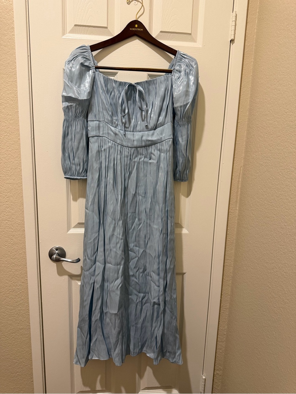 Source Unknown Light Blue Puff-Sleeve Maxi Dress